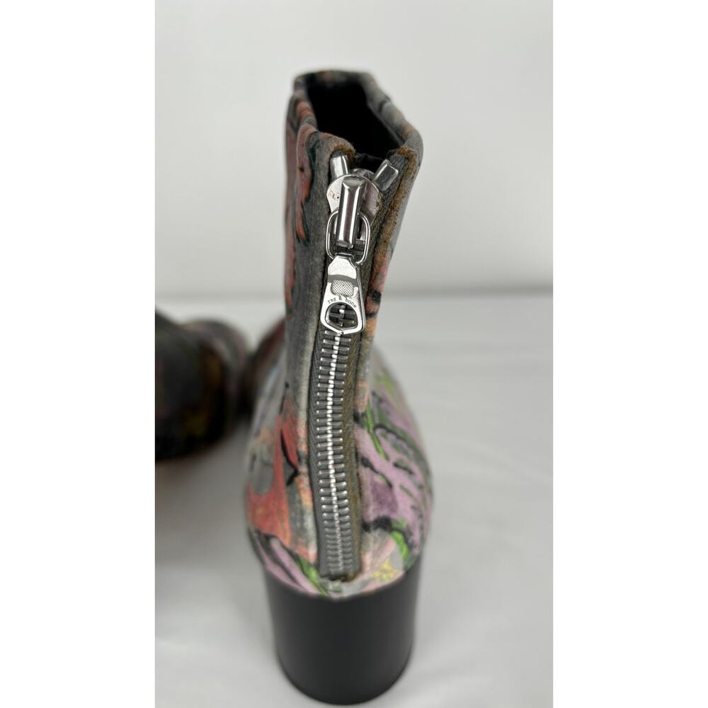 Rag and Bone Floral Velvet Print Drea Ankle Boot Womens Size 38.5 Grey - Picture 9 of 11